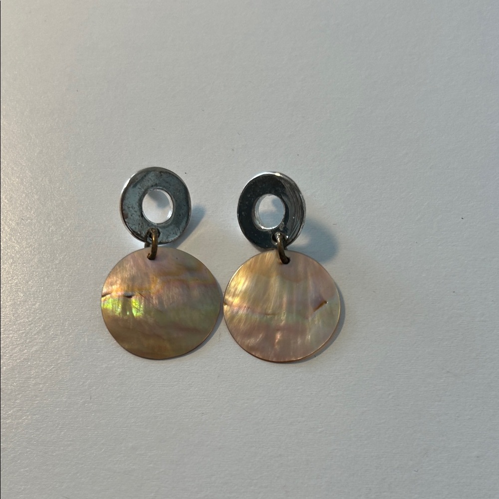 Shell pierced earrings 1 1/2” long, 1” wide